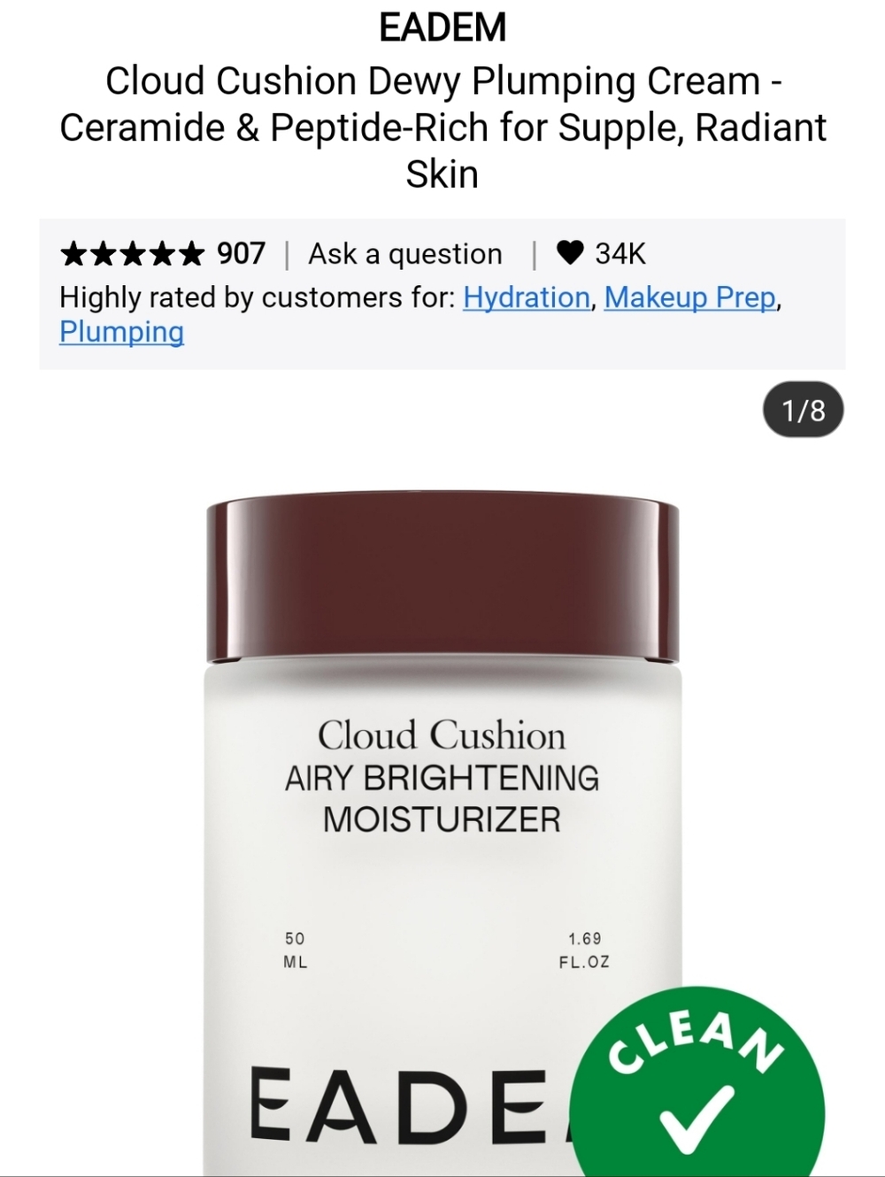 NIB EADEM CLOUD CUSHION DEWY PLUMPING CREAM